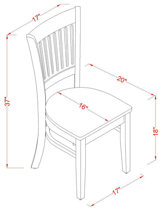 Wooden Dining Chairs 2-Piece Set -Wooden Seat And Slatted Back, White- Set of 2