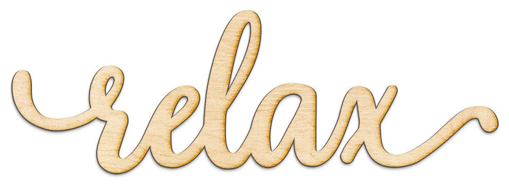 Relax Script Wood Word Wall Art Sign Unfinished, 24"x8"