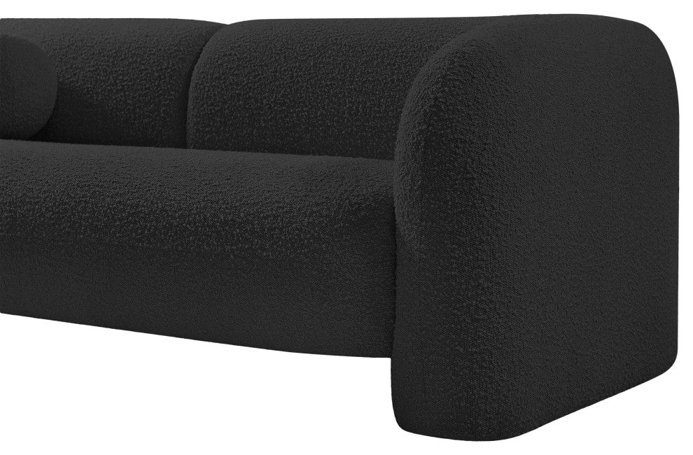 Emory Boucle Fabric Upholstered Upholstered Sofa, Black