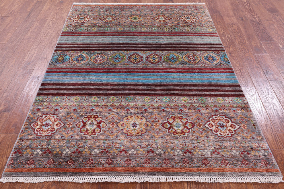 5' 2" X 6' 10" Super Kazak Khorjin Handmade Wool Rug Q11290