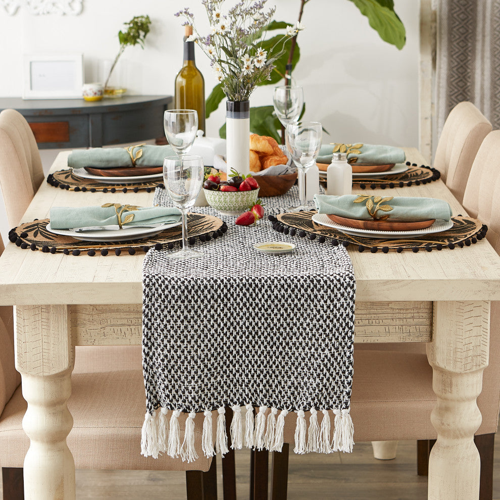 Black Woven Table Runner 15x72