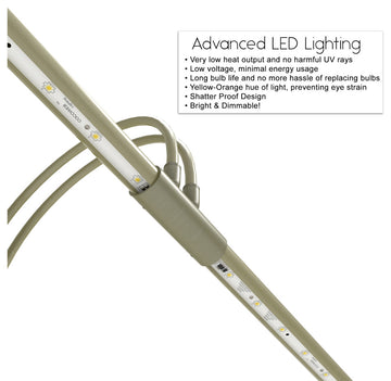22" LED Grand Piano Lamp, Black and Brass, Antique Brass
