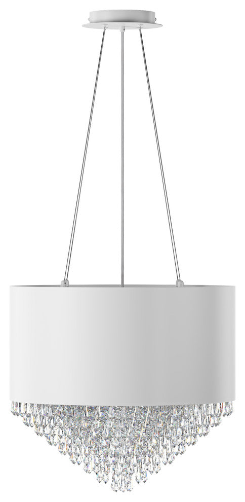 Modern 4-Light Drum Shape Pendant Light for Dining Room Kitchen Island, White