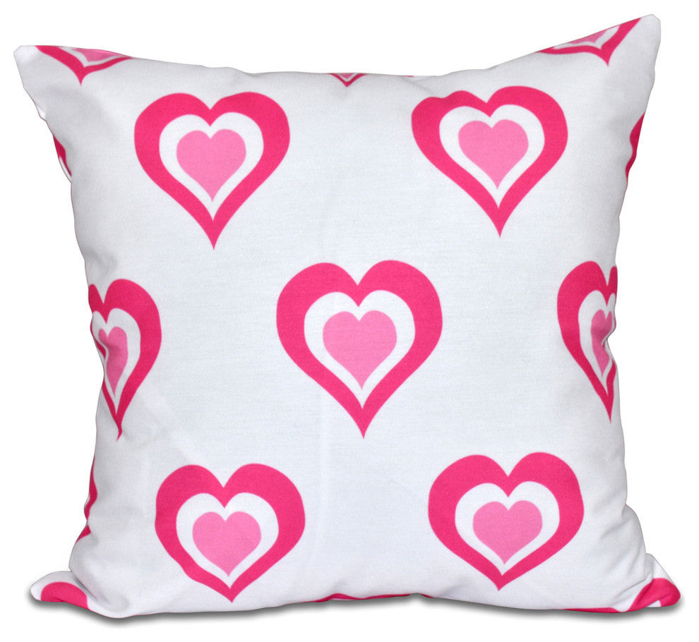 Valentine Print Pillow, Fuschia, 16"x16"