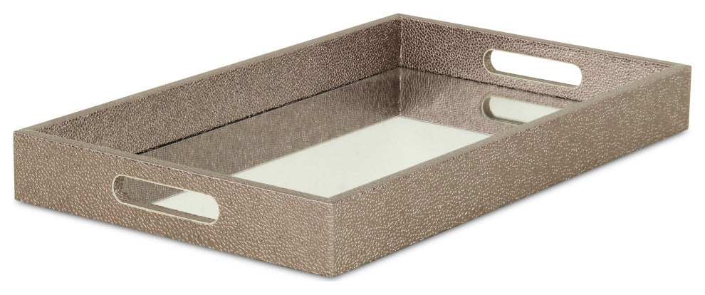 Labai Faux Shagreen, Mirrored Tray, Rose Gold