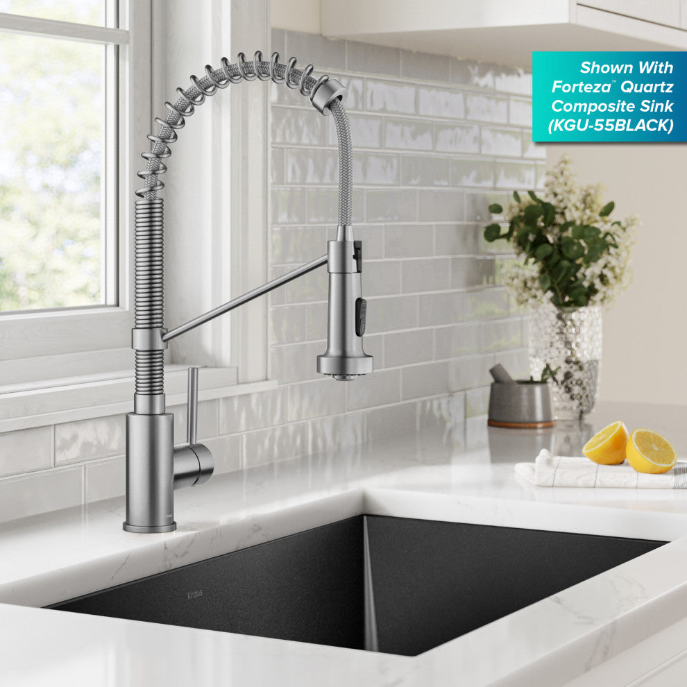 Bolden Commercial Style 2-Function Pull-Down 1-Handle 1-Hole Kitchen Faucet, Stainless Steel