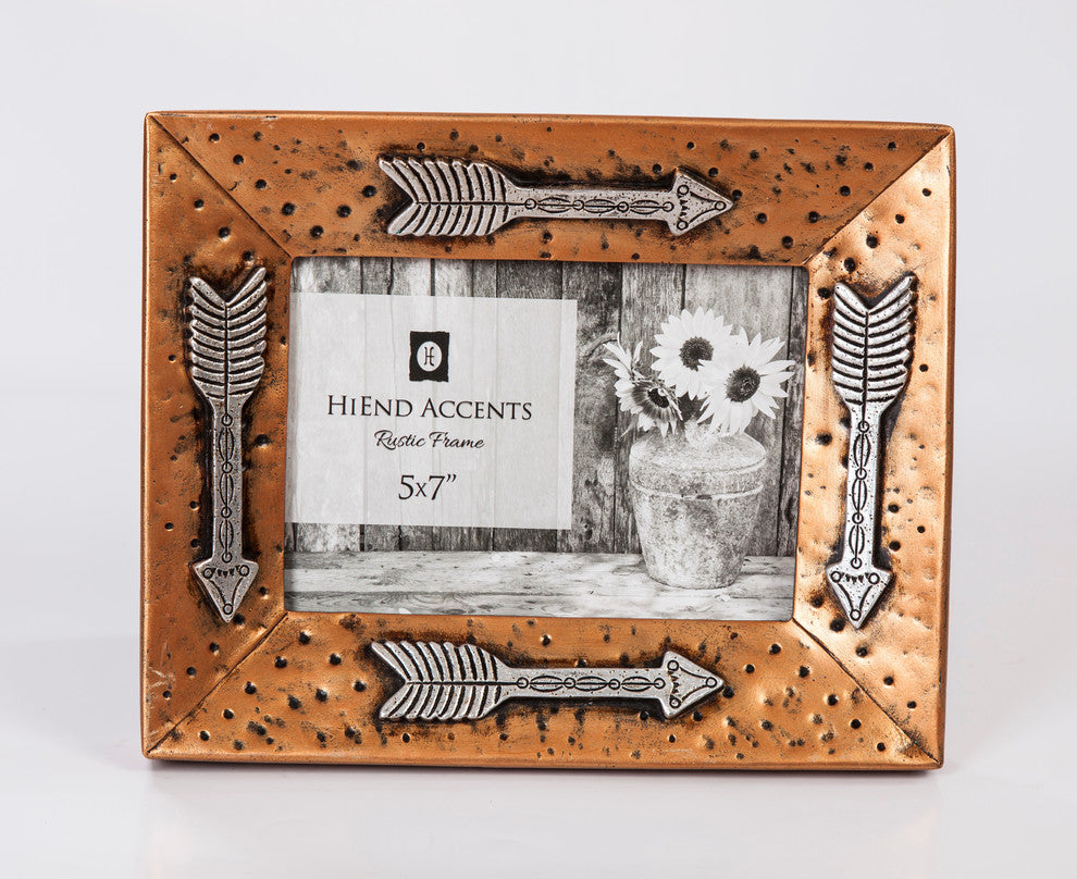 Gold Picture Frame With Arrows, 5"x7"