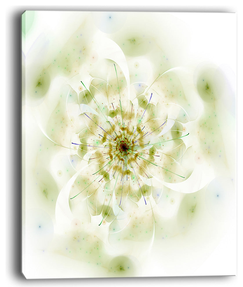 "Full Bloom Fractal Flower in White" Flower Wall Art, 12"x20"