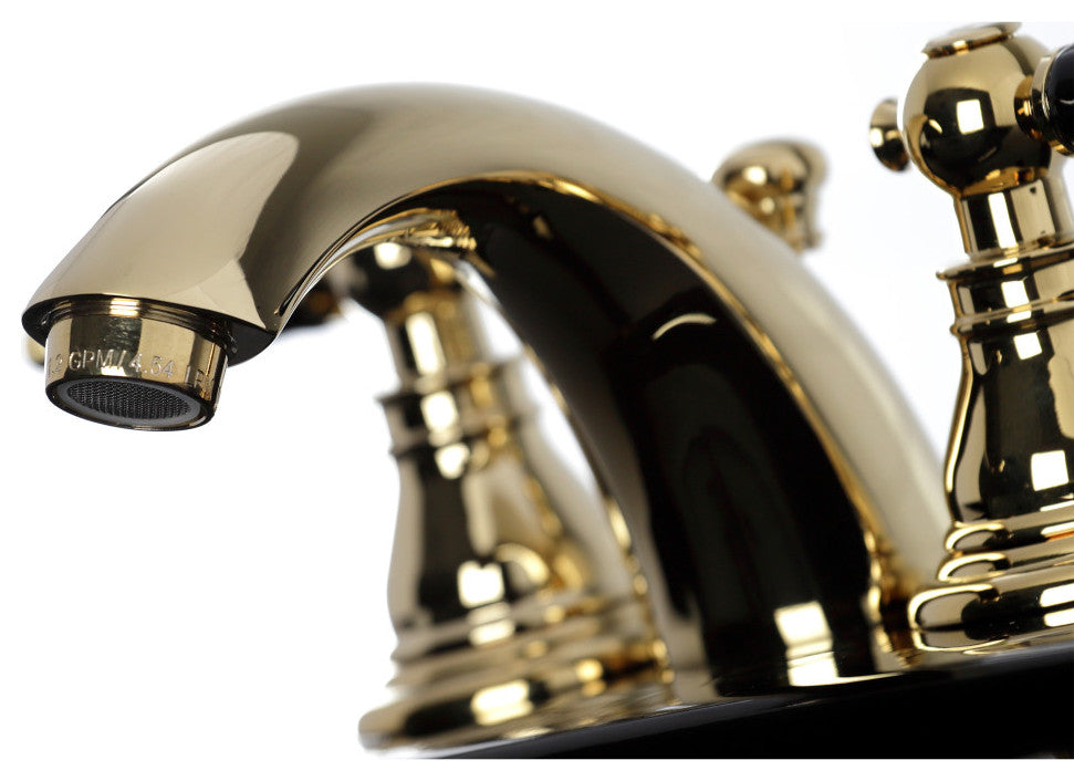 KB952AKL Widespread Bathroom Faucet With Plastic Pop-Up, Polished Brass