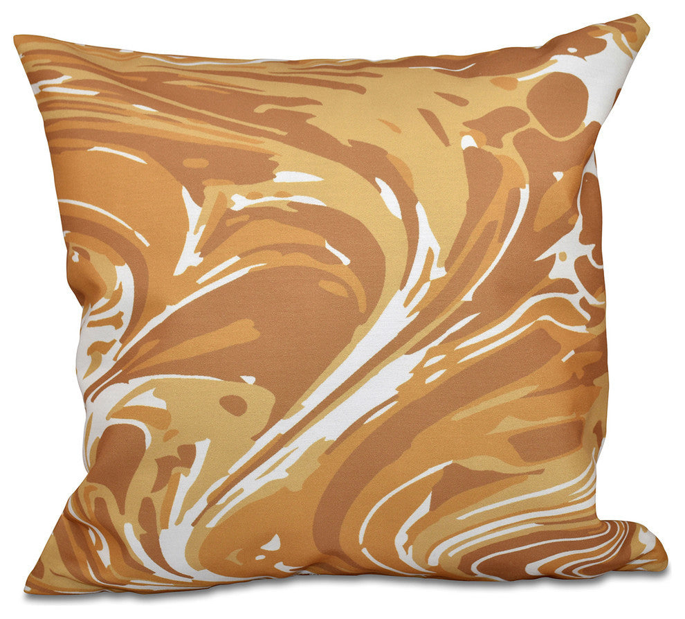 Marble, Geometric Print Pillow, Gold, 20"x20"