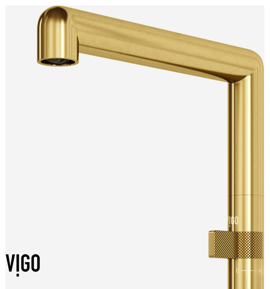 VIGO Jewel 11 in. H Single Handle Kitchen Bar Faucet, Matte Brushed Gold