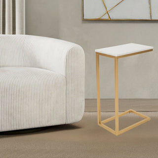 Aurora Solid Marble Modern Luxury Glam Accent C-Table (Set of 2)