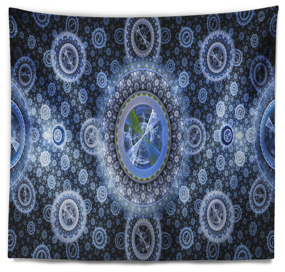 Clear Blue Psychedelic Relaxing Art Abstract Wall Tapestry, 92"x78"