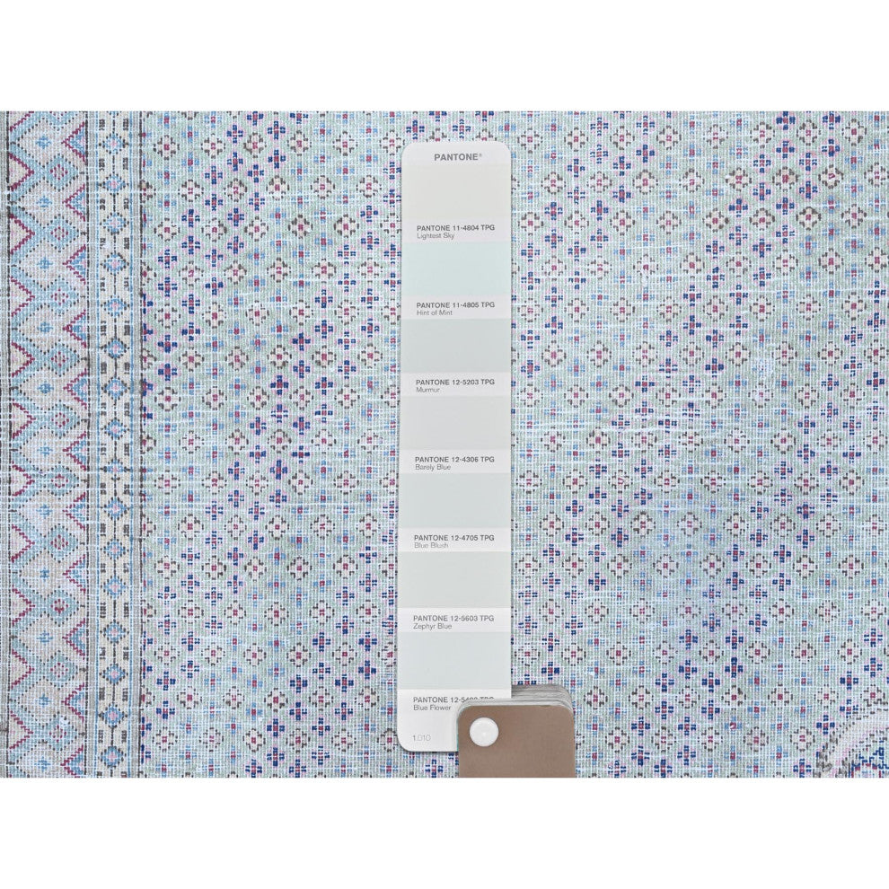 Arctic Blue, Vintage Persian Kerman, Pure Wool Hand Knotted Rug, 7'9"x10'1"