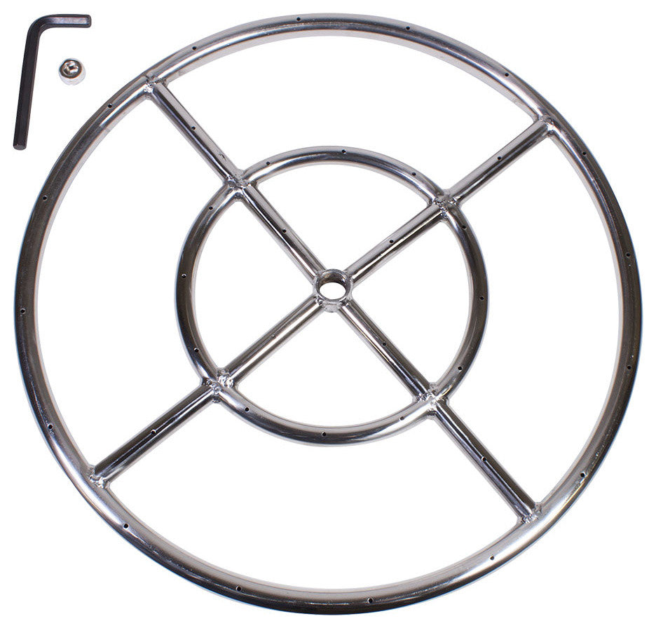 18" Round Fire Pit Burner Ring, Stainless Steel, Double Ring