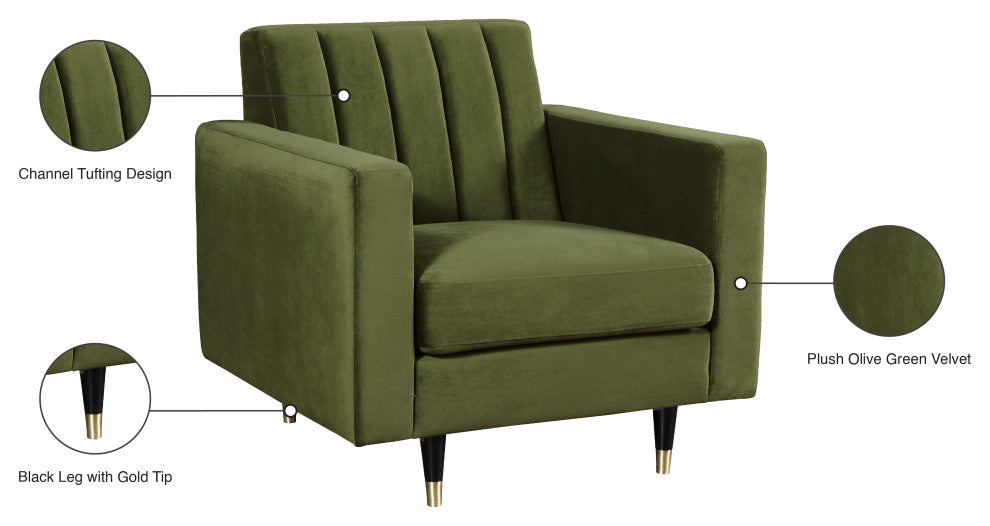 Lola Velvet Upholstered Chair, Olive