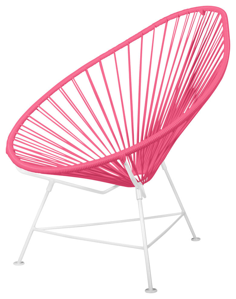 Junior Indoor/Outdoor Handmade Acapulco Chair, Pink Weave, White Frame