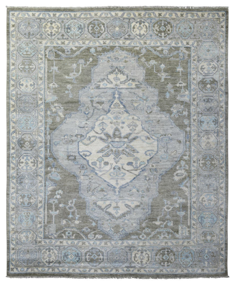 Faded Taupe, Anatolian Design Soft Wool Hand Knotted Oriental Rug, 8'0"x9'9"