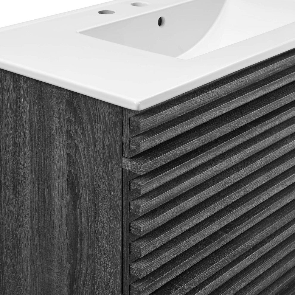 Render 36" Wall-Mount Bathroom Vanity, Charcoal White