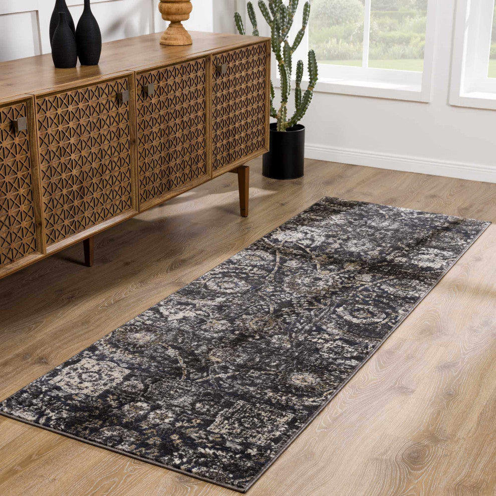 Hauteloom Georgiana Charcoal Area Rug, 4'3"x5'7" Rectangle