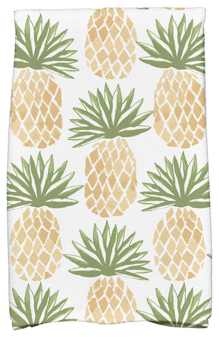18"x30" Tossed Pineapple, Geometric Print Kitchen Towel, Gold, Sold individually