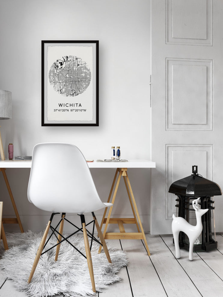 "Wichita Coordinates" Framed Painting Print, 16x24