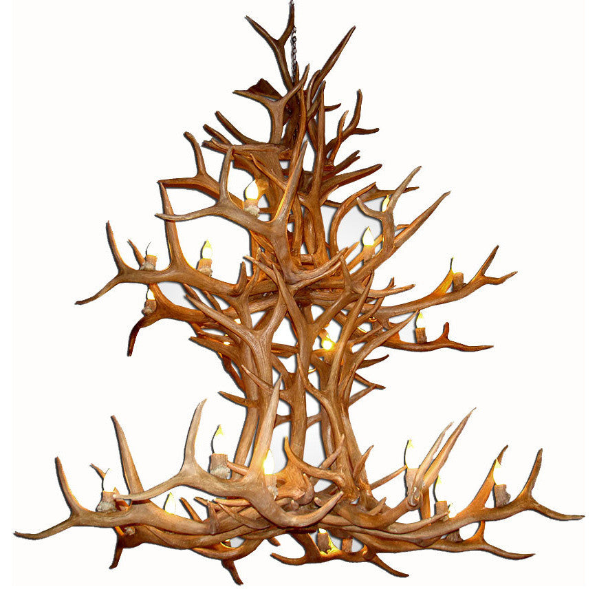 Elk Double Tier Deer Antler Chandelier Light, Large, No Shades