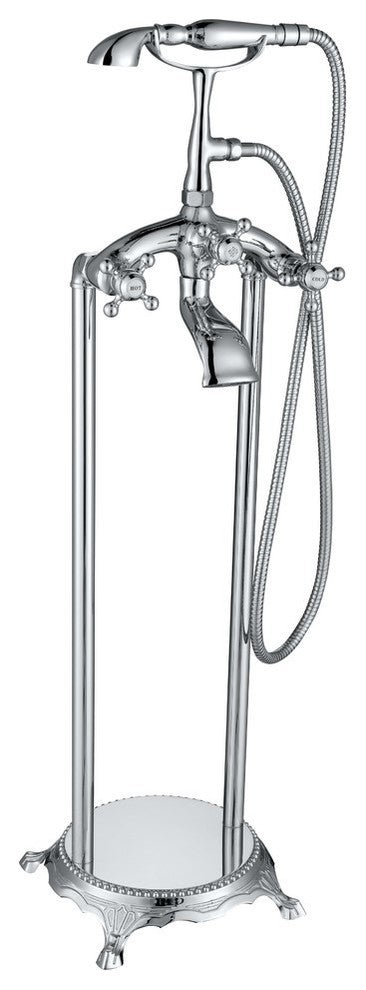 ADM Freestanding Tub Filler Handheld Shower Spray, Chrome Finish, 59" Hose