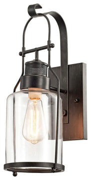 Helen Antique Black Finish Rustic Wall Sconce Lantern