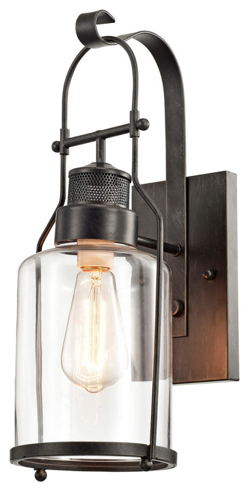 Helen Antique Black Finish Rustic Wall Sconce Lantern