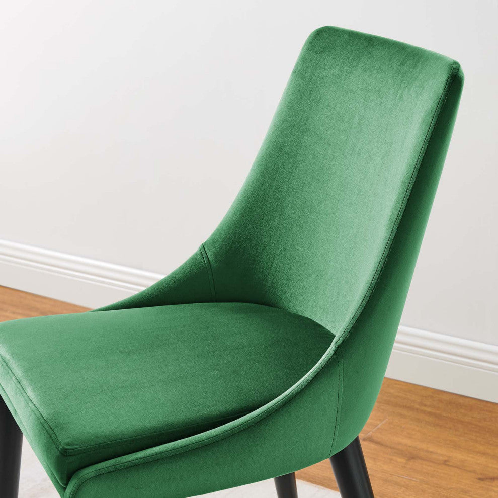 Side Dining Chair, Set of 2, Green, Velvet, Modern, Cafe Bistro Hospitality
