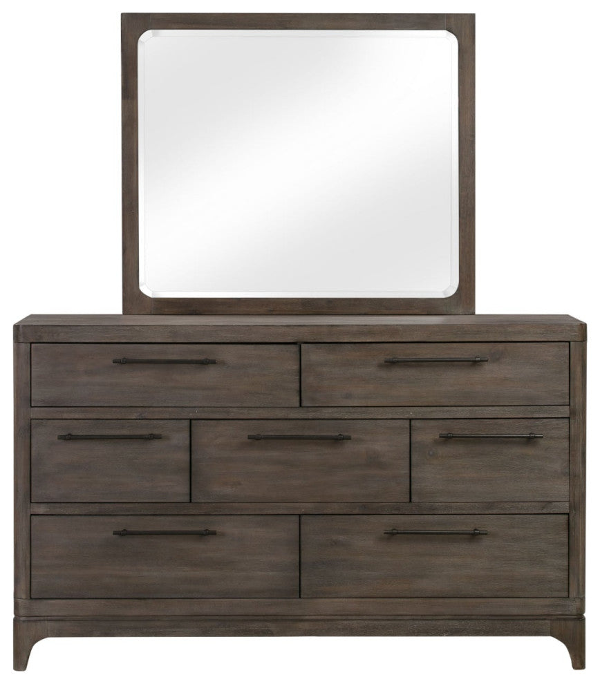 Modus Cicero 6PC King Upholstered Bedroom Set in Rustic Latte