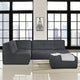Modern Contemporary Living Room 4-Piece SetUpholstered Sectional Sofa Charcoal