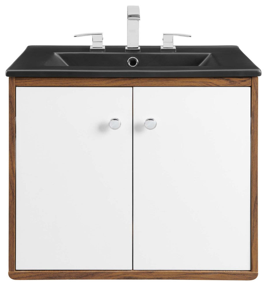 Transmit 24" Wall-Mount Bathroom Vanity - White Black