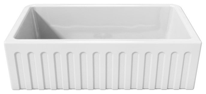 LaToscana Reversible, Fluted/Smooth Fireclay Sink, White, 33"