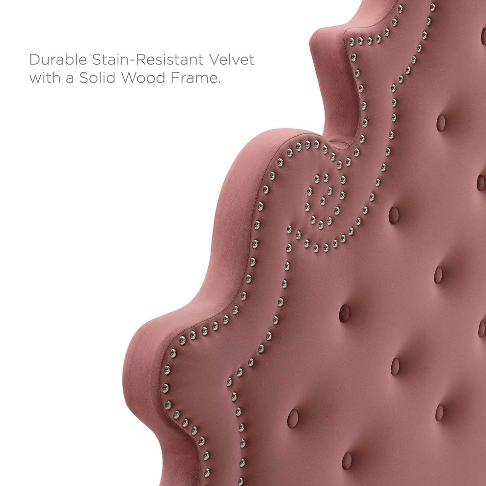 Gwyneth Tufted Performance Velvet King Platform Bed - Dusty Rose