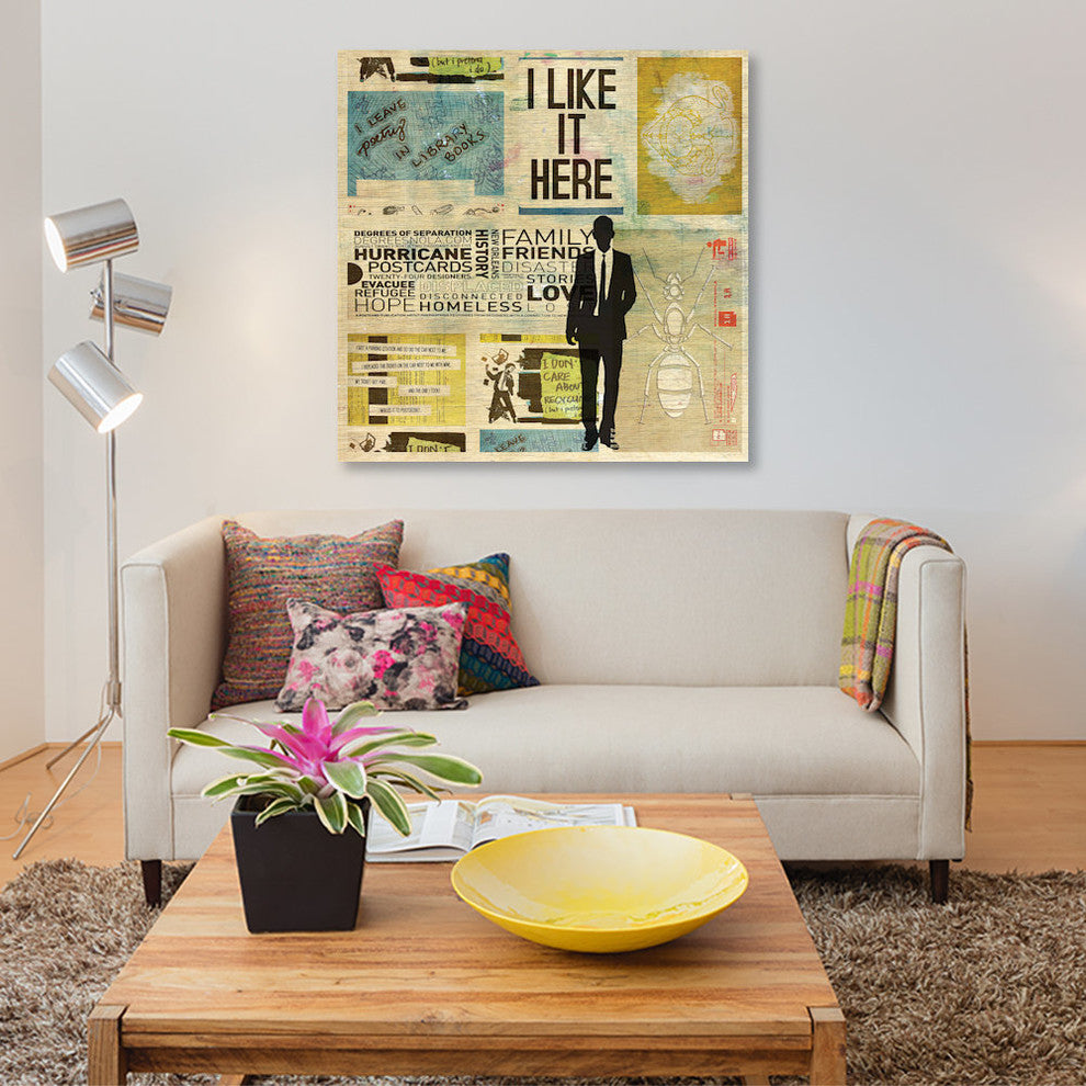 "I Like It Here" by db Waterman, Canvas Print, 18"x18"