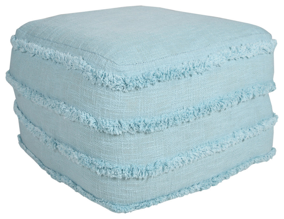 Solid Textured Stripe Pouf Ottoman
