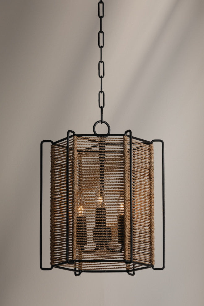 3-Light Lantern, Textured Black