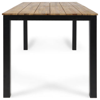 Furman Outdoor Wood and Resin 7 Piece Dining Set, Black and Teak