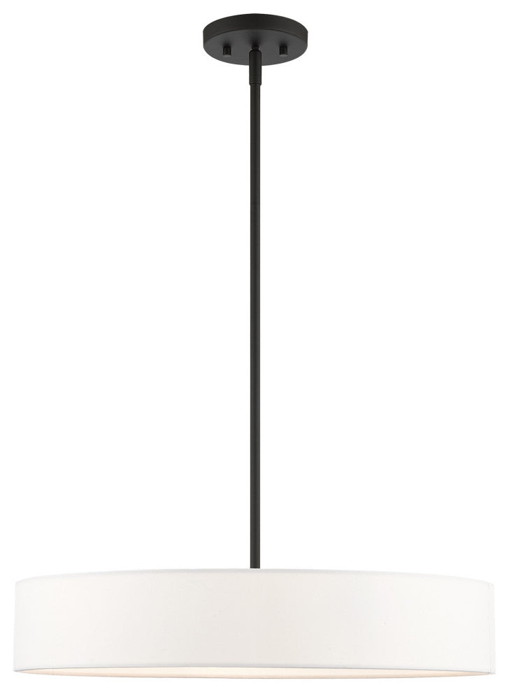 Livex Lighting Venlo 4 Light Black, Brushed Nickel Accents Medium Drum Pendant
