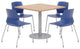 Olio Designs Square 42in Lola Dining Set - Maple Table - Navy Chairs