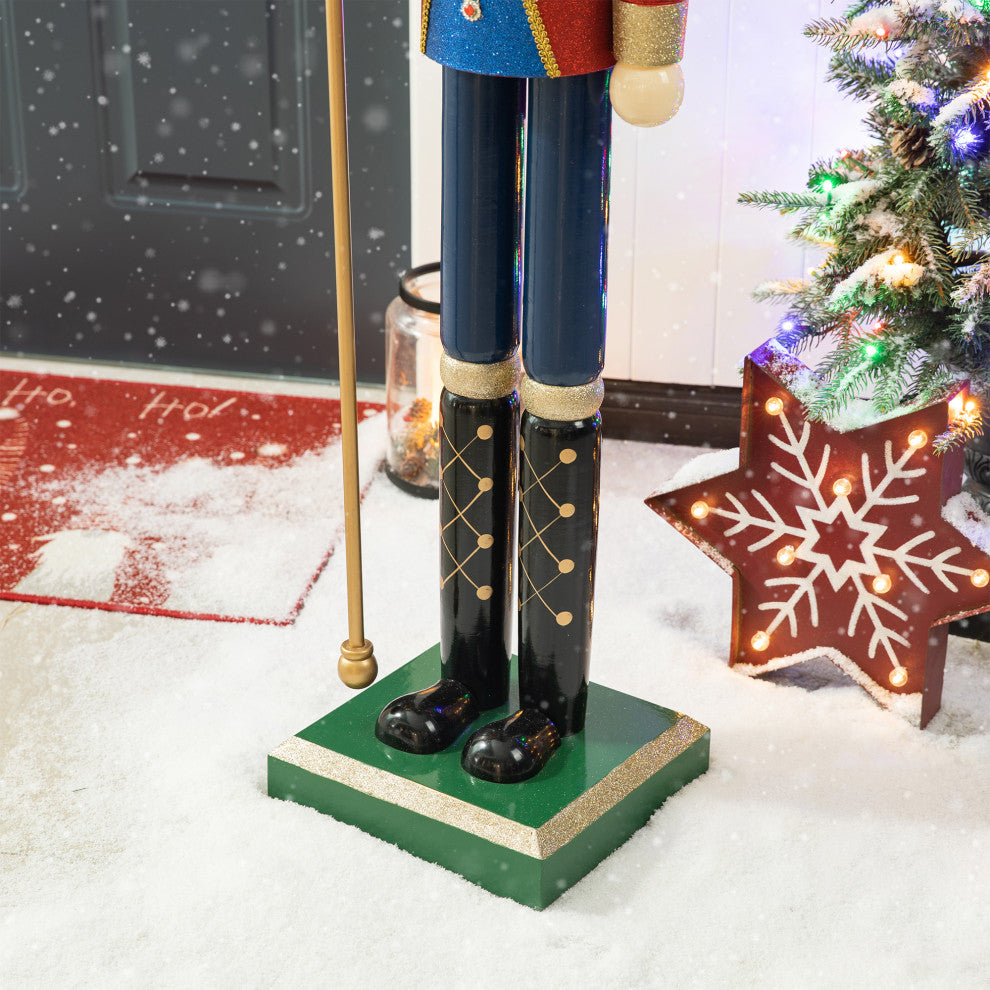 54"H Wooden Christmas Glitter King Nutcracker