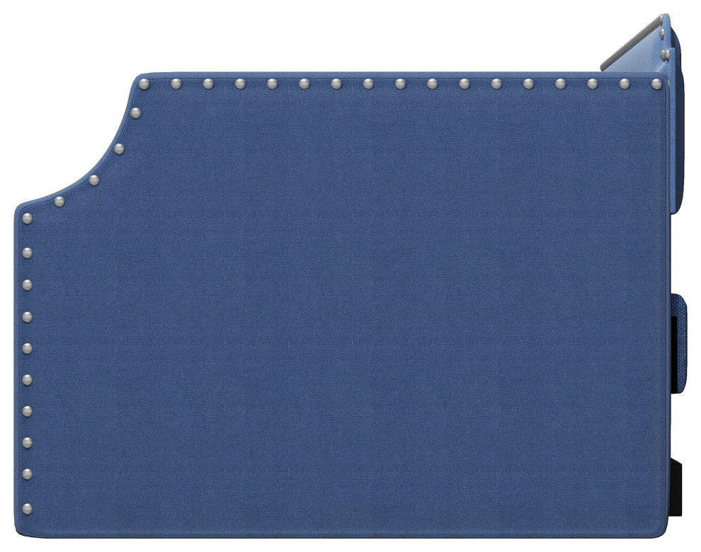 Elegant Linen Upholstered Daybed with Trundle, Blue