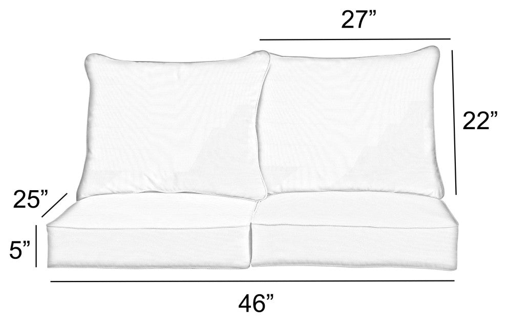 Sorra Home Pensacola Multi Deep Seating Loveseat Pillow Cushion Set, 25x23x5