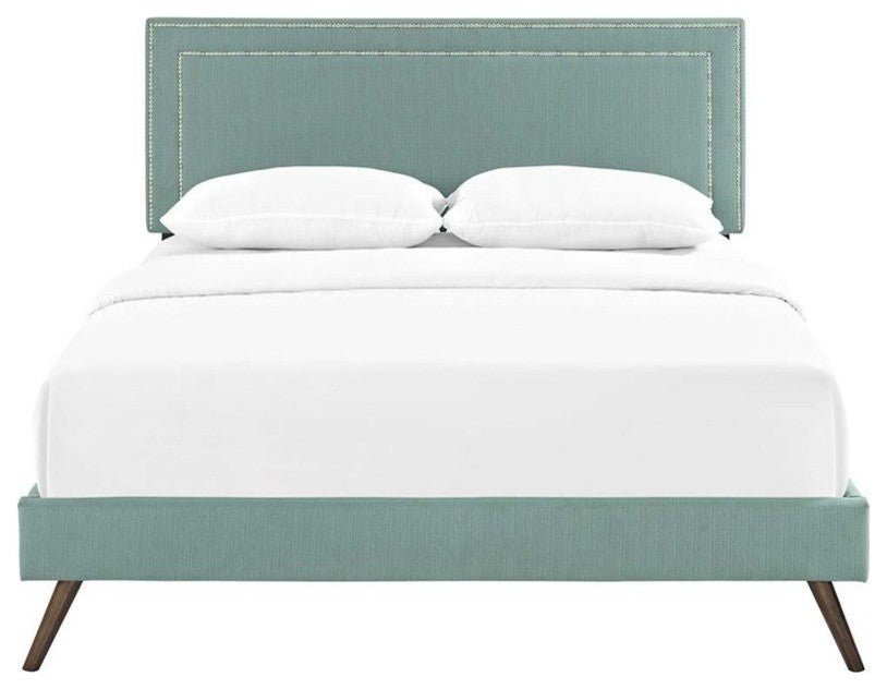 Modway Jessamine Full Fabric Platform Bed With Round Splayed Legs, Laguna