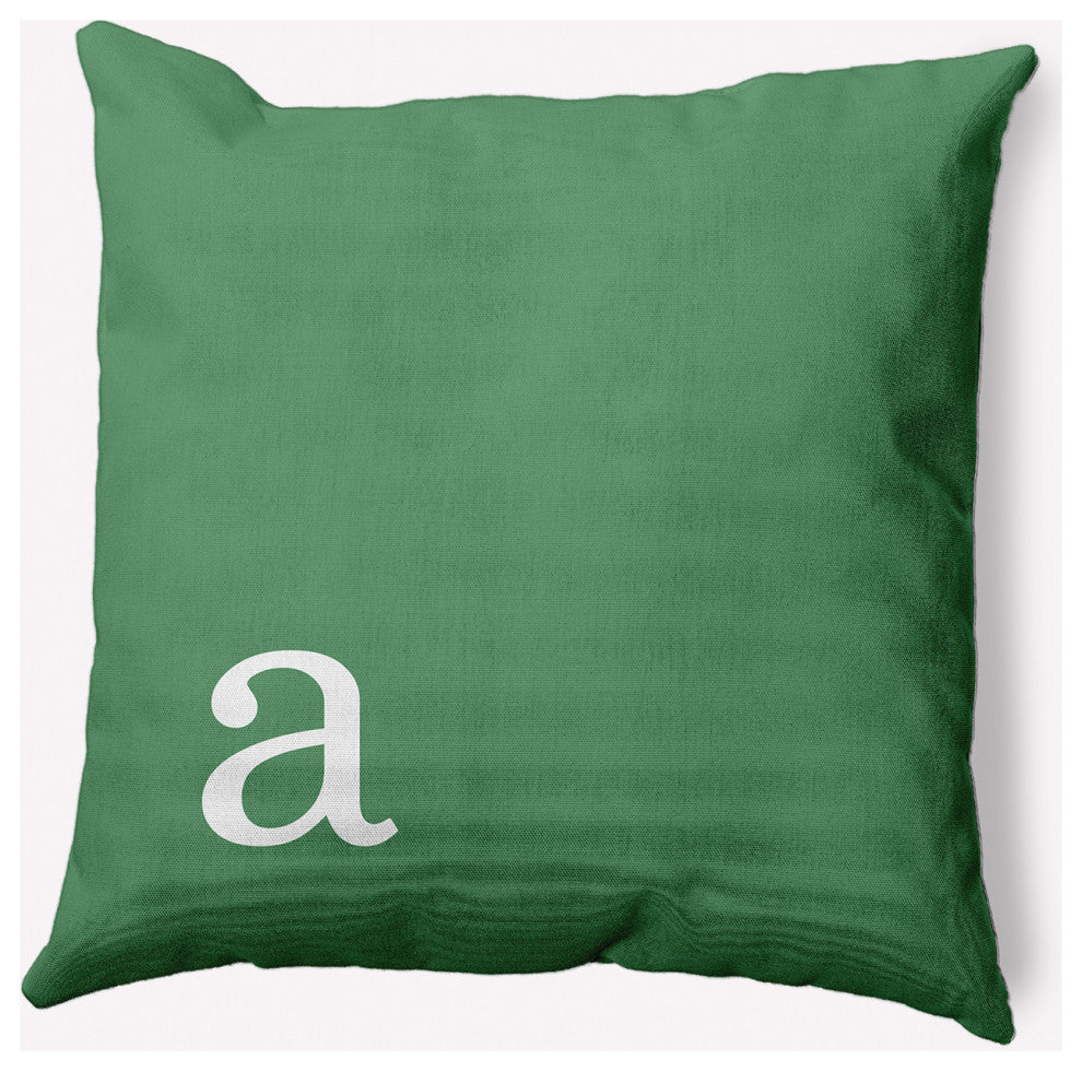 20" x 20" Modern Monogram Indoor/Outdoor Polyester Throw Pillow, Sage