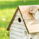 White Distressed Solid Wood Cottage Birdhouse