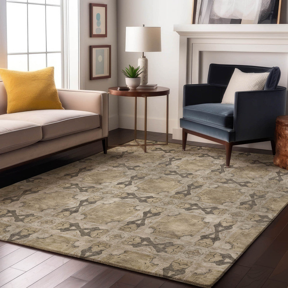 Premium Machine Washable Mayfield AMF564 Beige 3' x 5' Rug