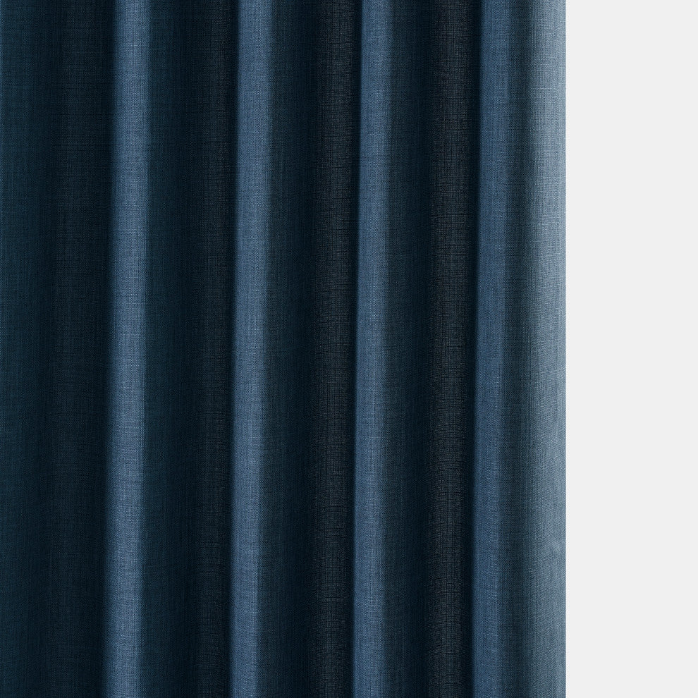 Italian Faux Linen Curtain Single Panel, Sergeants Blue, 50"x84"